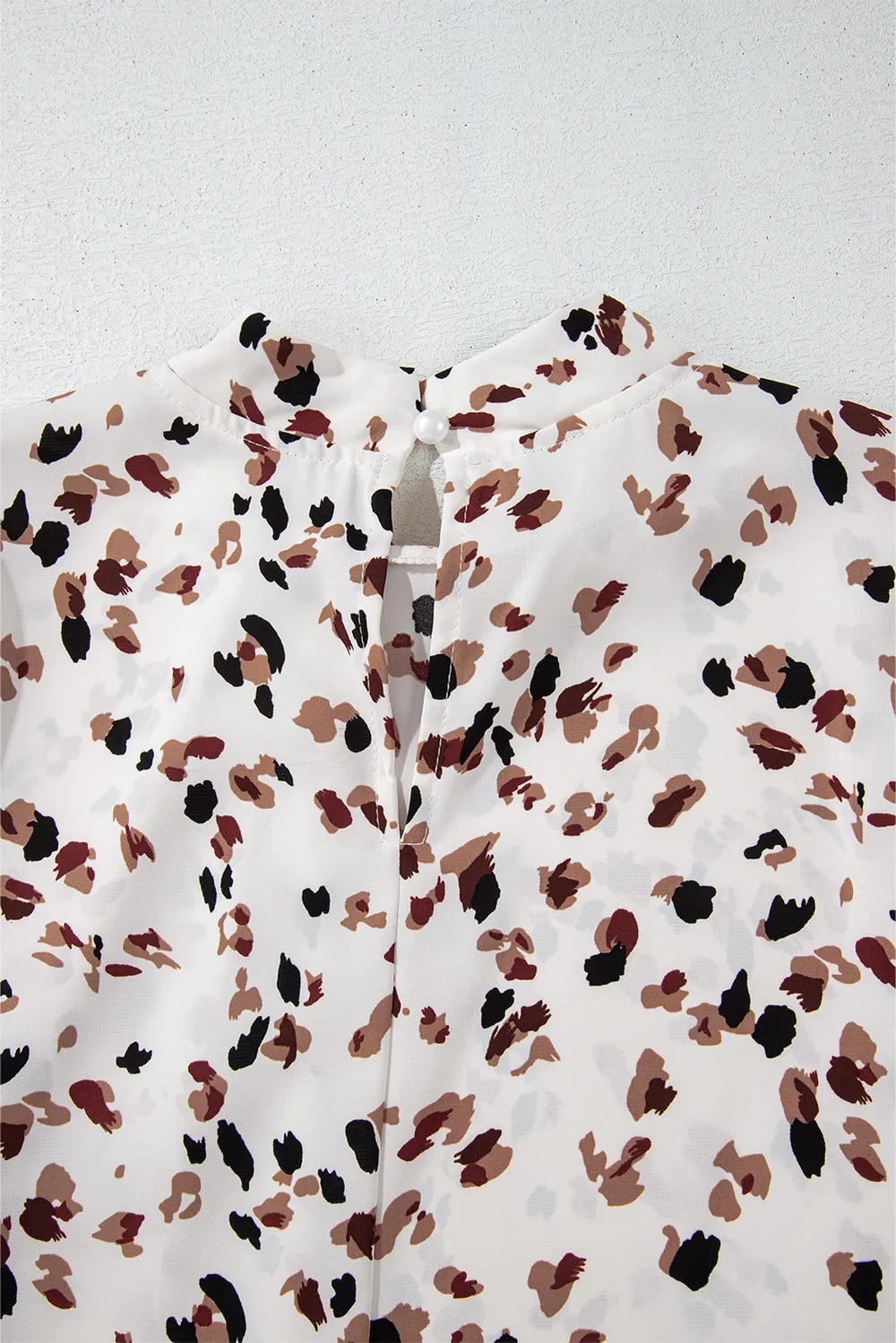 Printed Mock Neck Balloon Sleeve Blouse, image 6