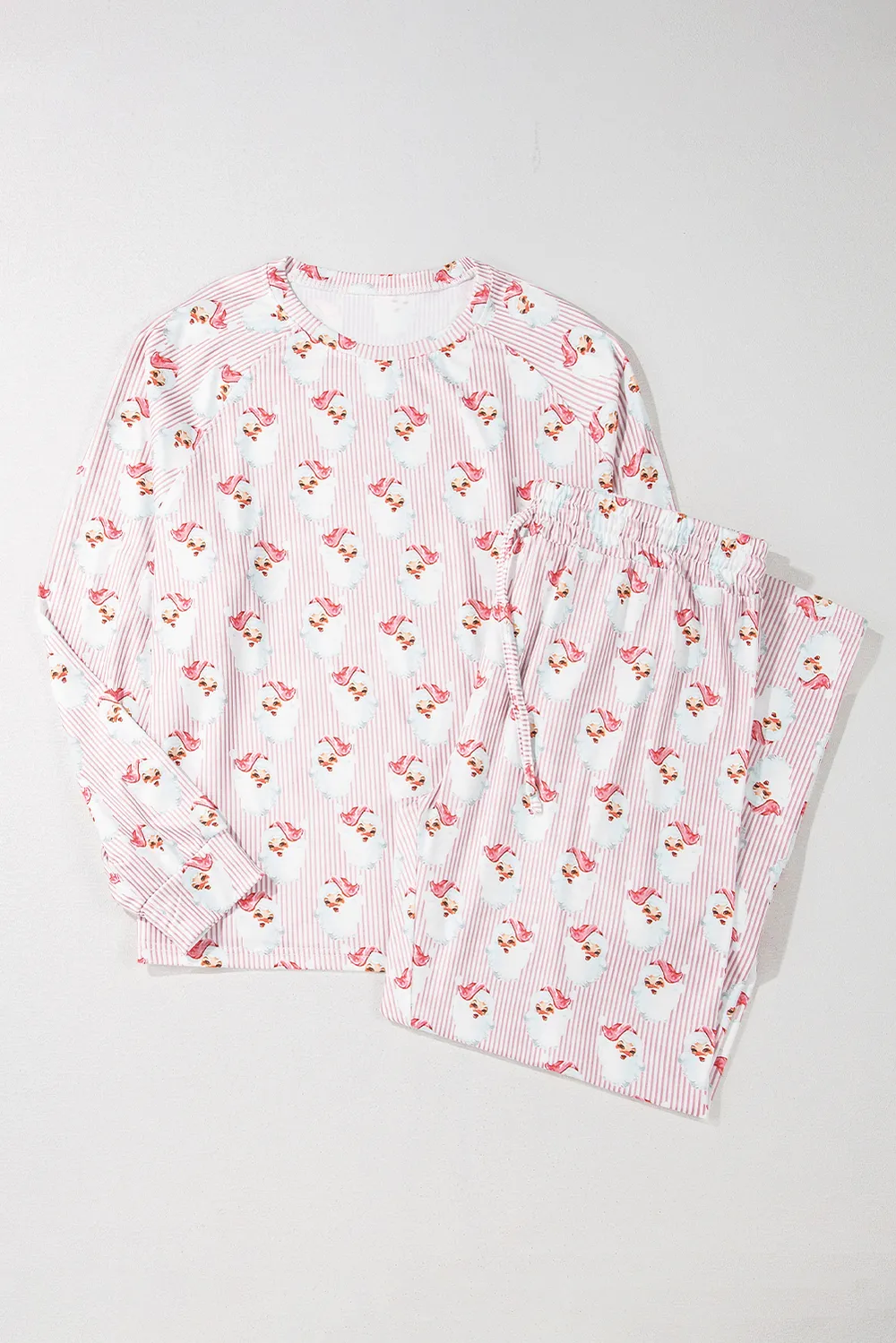Santa Print Long Sleeve Top and Pants Lounge Set, image 5