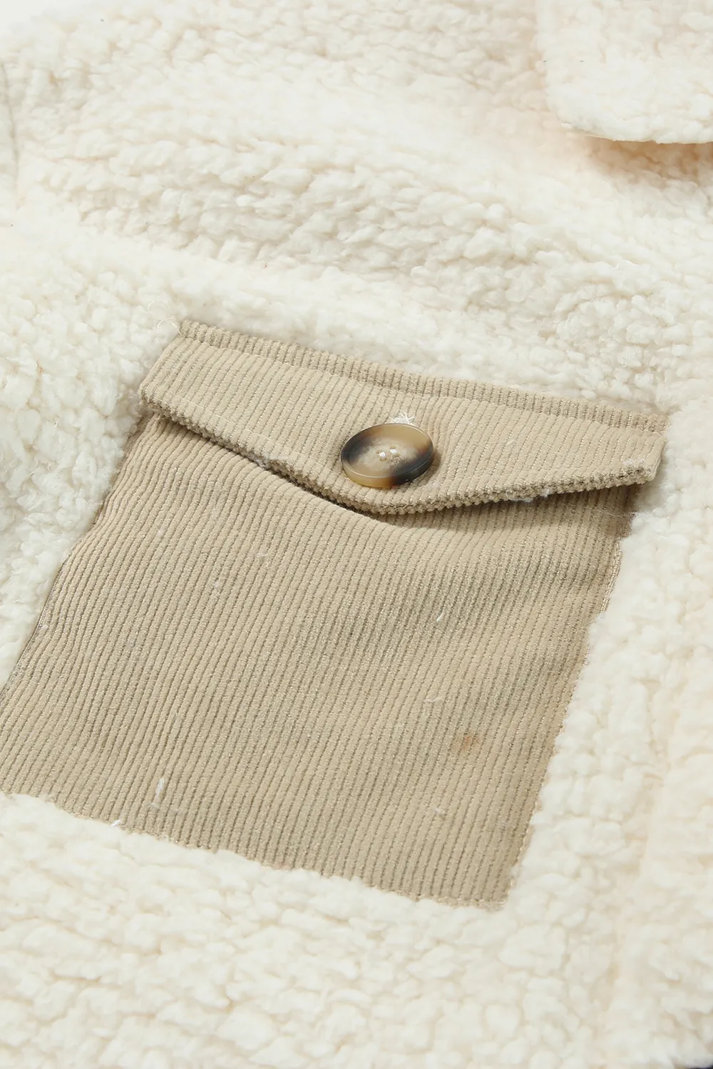 Collared Neck Long Sleeve Longline Teddy Jacket, image 2