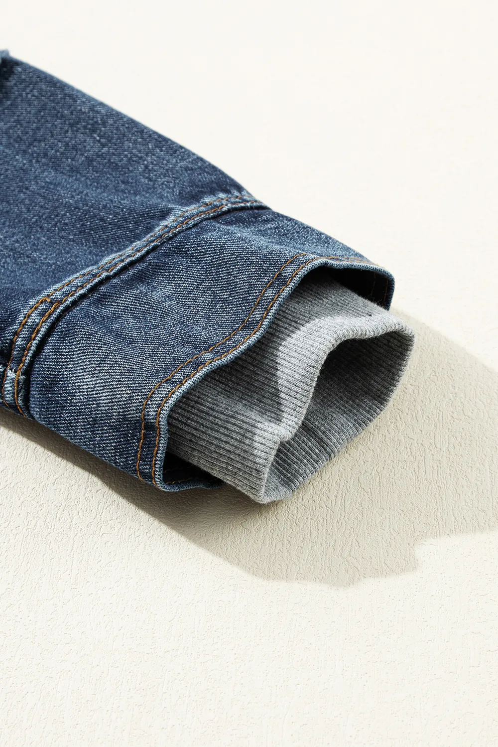 Fake Two-Piece Hooded Zip-Up Denim Jacket, image 3