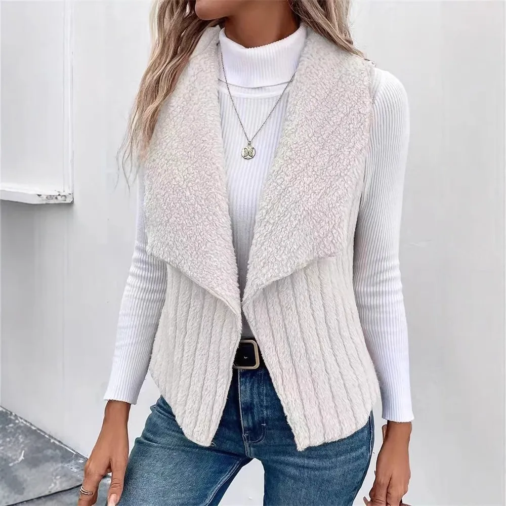 Open Front Fuzzy Vest Coat, image 5