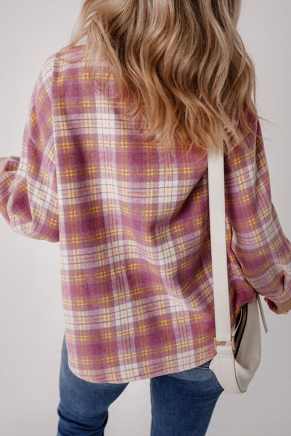 Plaid Collared Neck Button Up Shacket, image 5