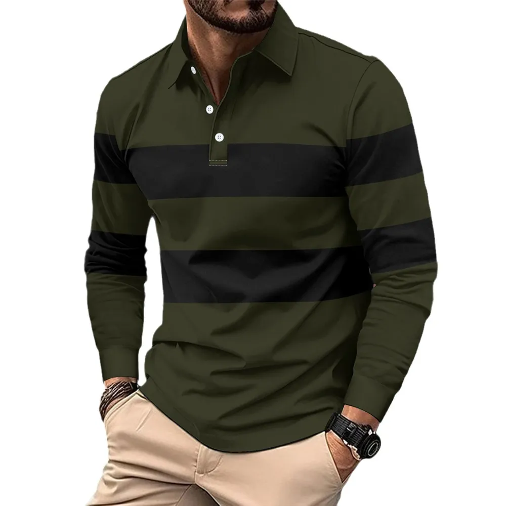 Men's Full Size Collared Contrast Striped Polo Plus Size, image 2