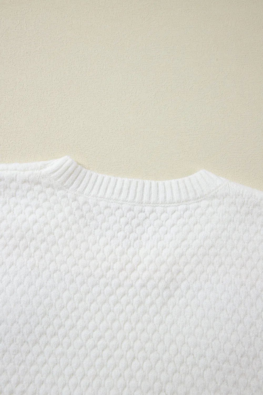 Crochet Flower Round Neck Long Sleeve Sweater, image 3