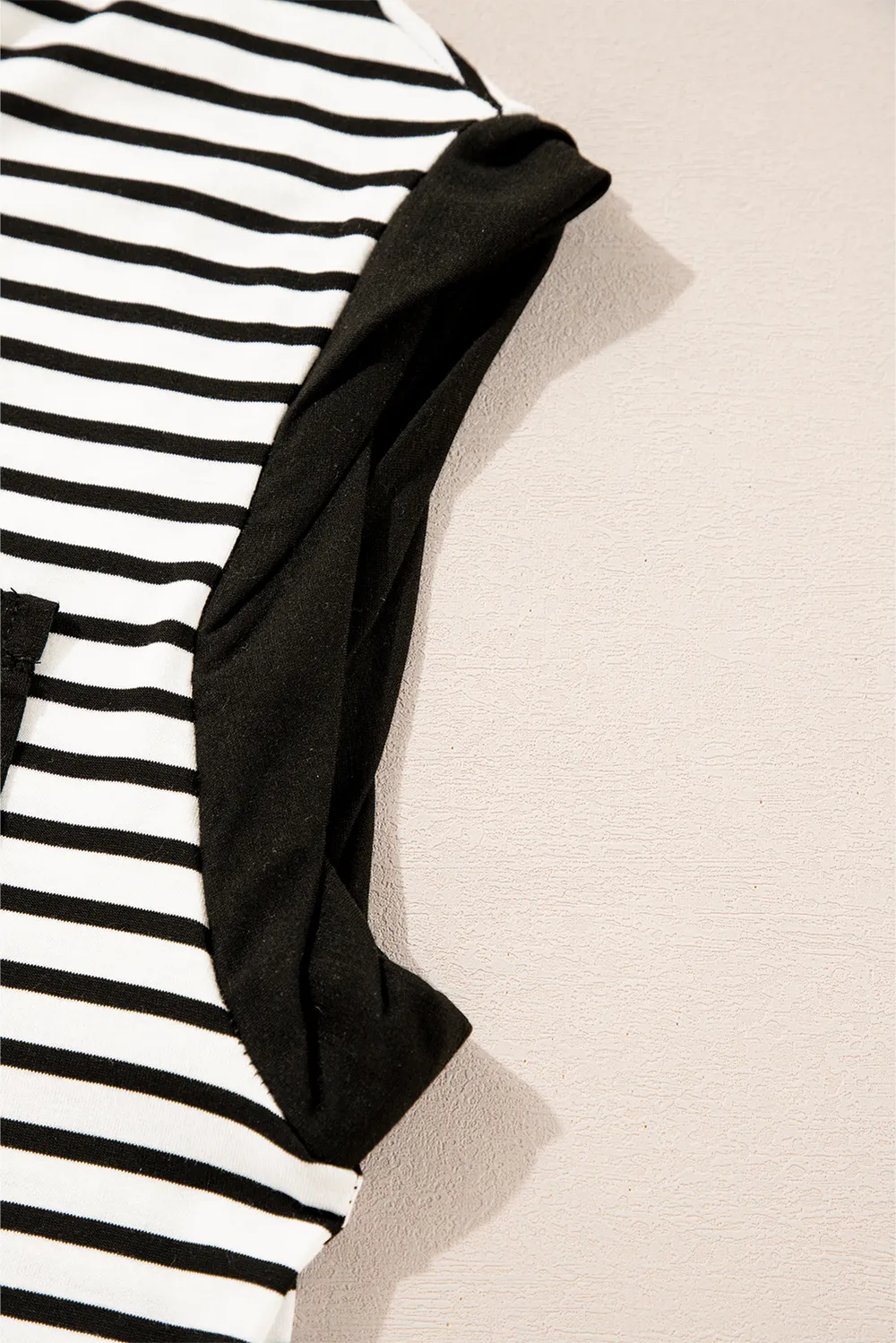 Striped Round Neck Cap Sleeve Top, image 3