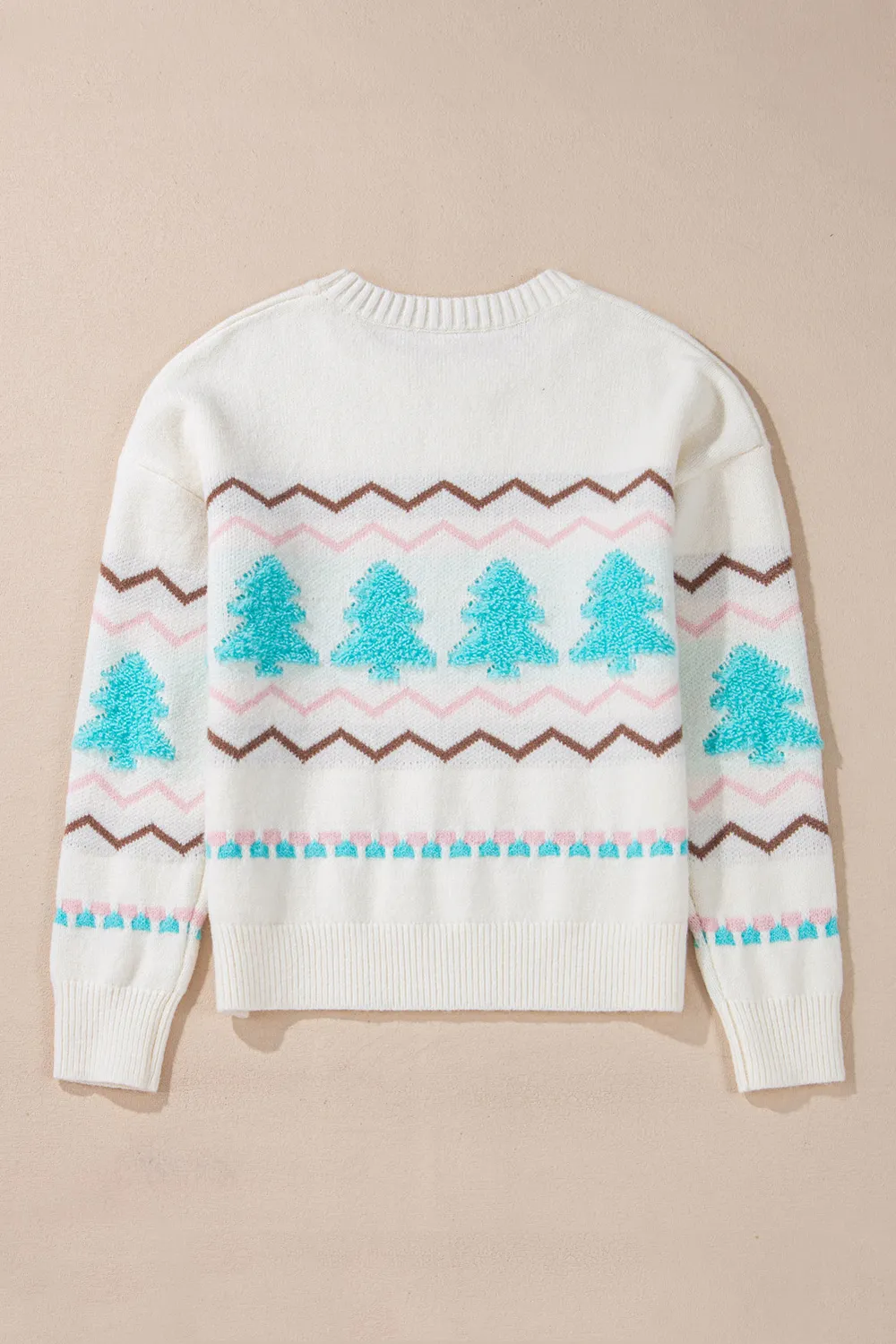 Christmas Tree Ribbed Hem Dropped Shoulder Sweater, image 7