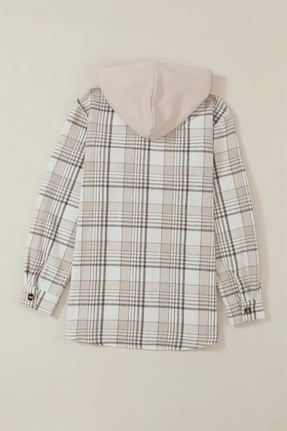 Plaid Removable Hood Button Up Shacket, image 4