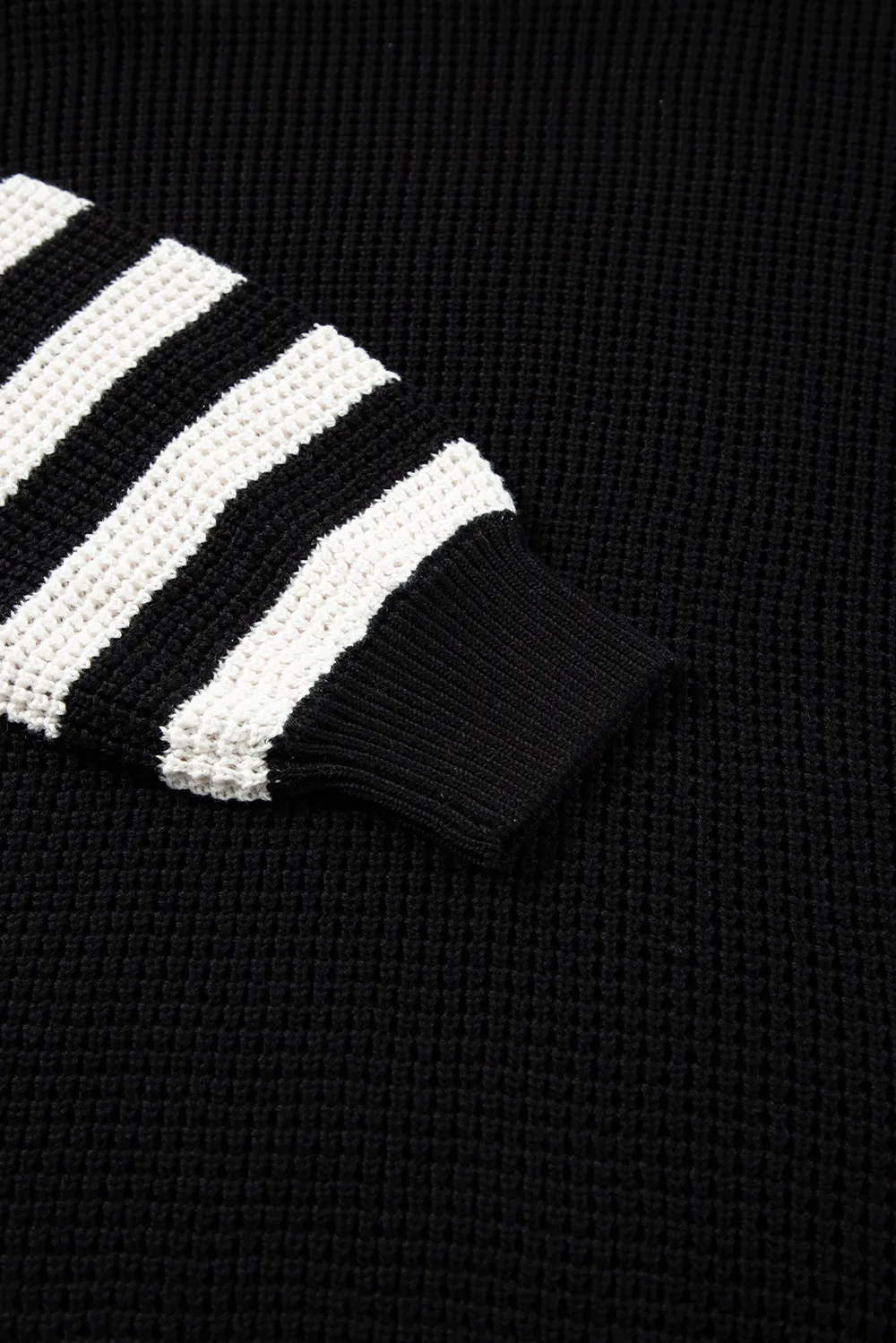 Striped & Checkered Turtleneck Dropped Shoulder Sweater, image 8