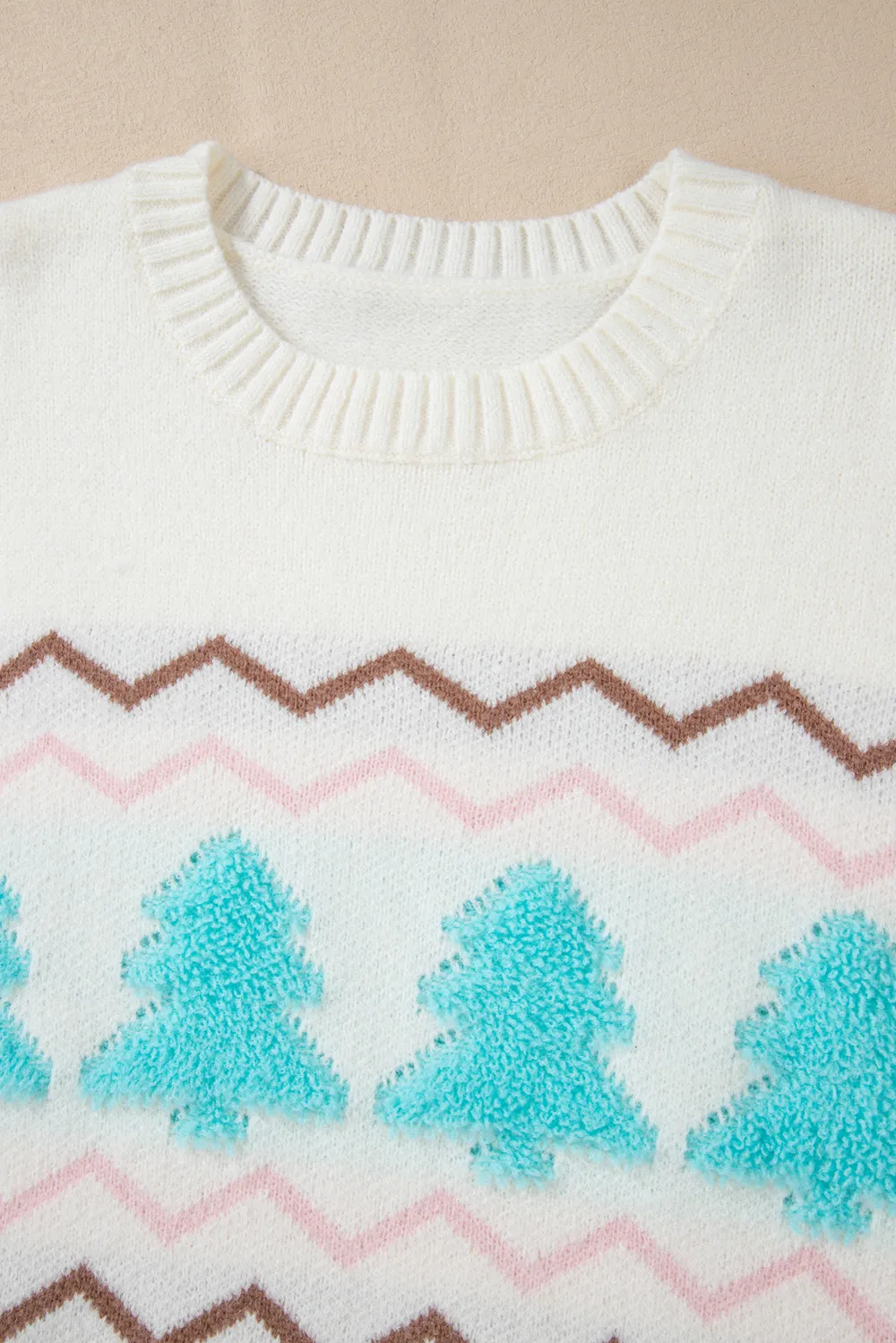 Christmas Tree Ribbed Hem Dropped Shoulder Sweater, image 8