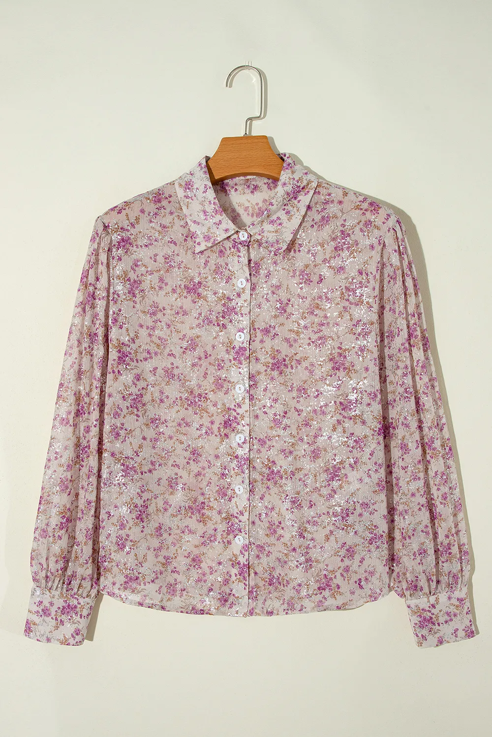 Printed Collared Neck Long Sleeve Shirt, image 4