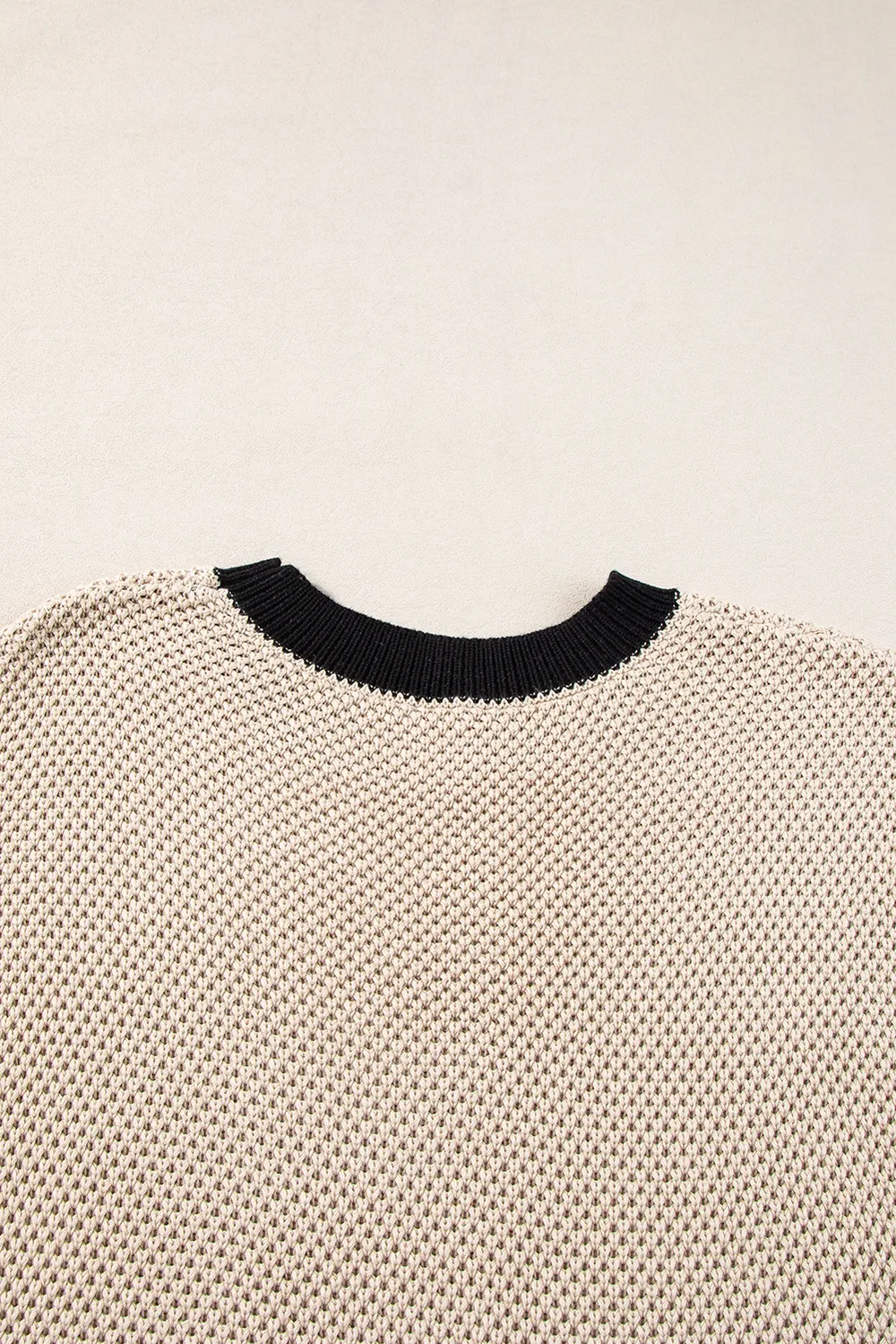 Contrast Trim Round Neck Cap Sleeve Knit Top, image 4