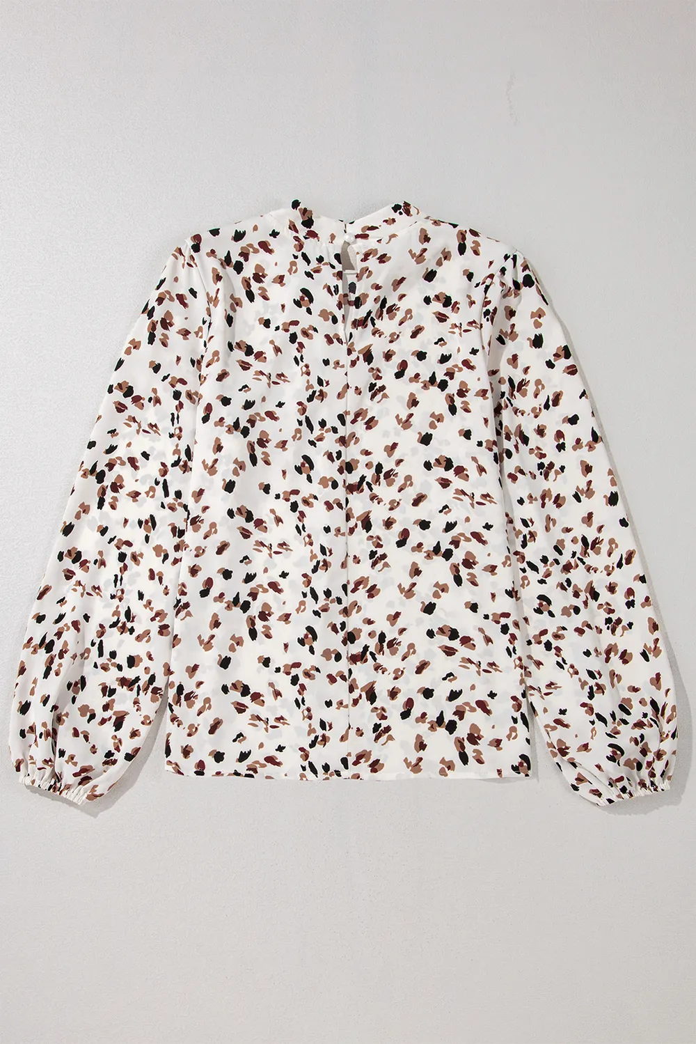 Printed Mock Neck Balloon Sleeve Blouse, image 7