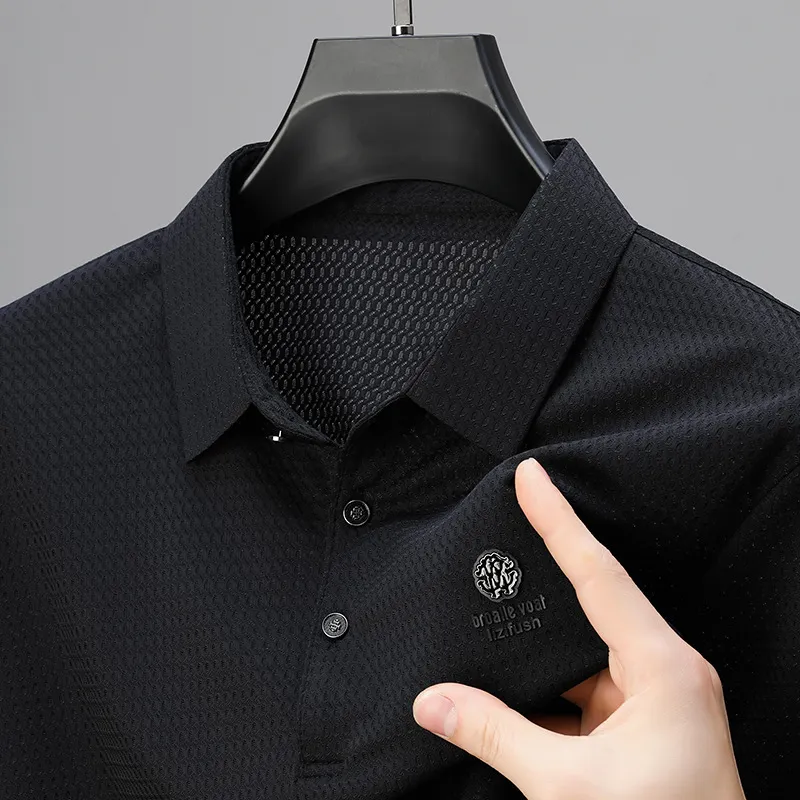 Men's Plus Size Textured Short Sleeve Polo Shirt, image 5