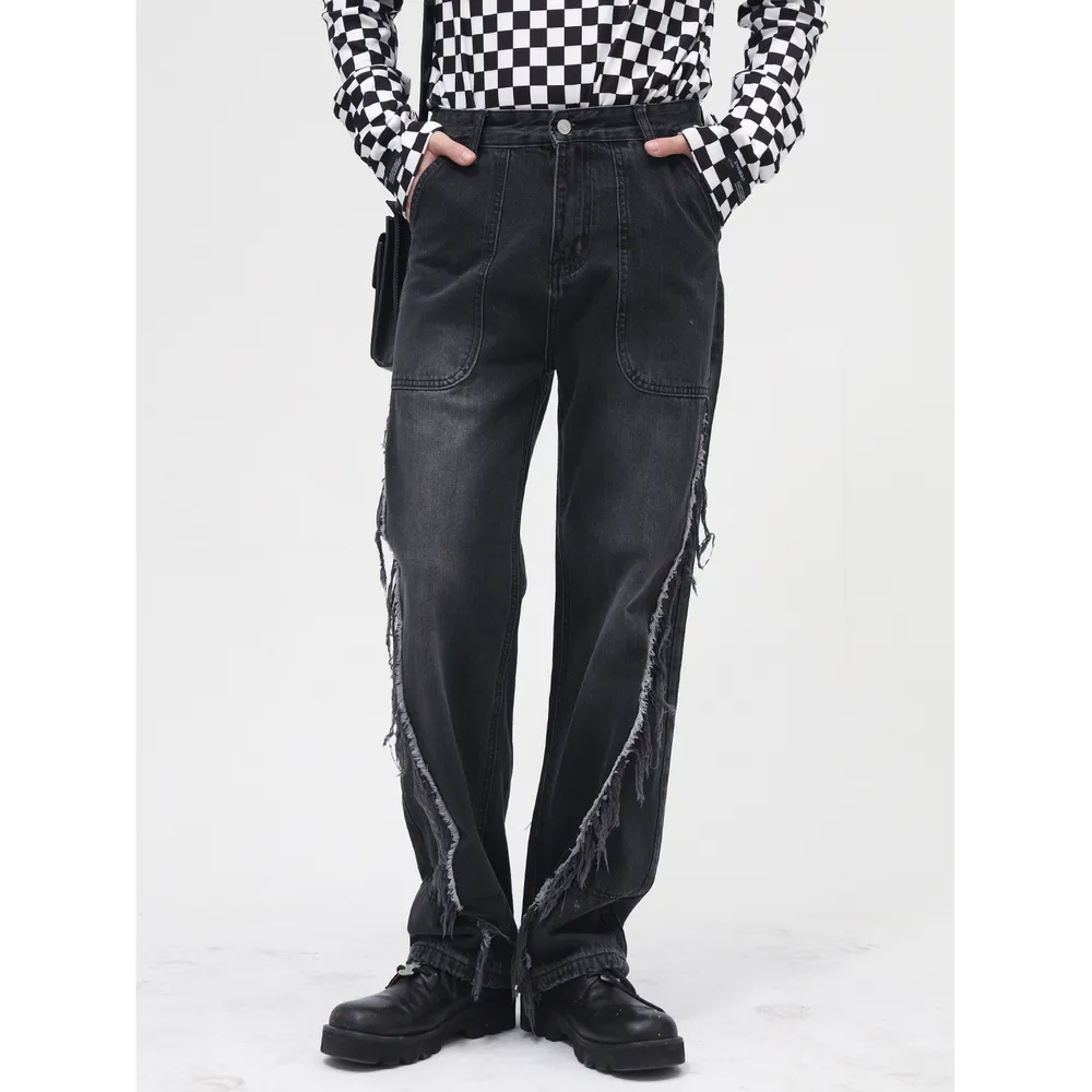Raw Hem Jeans with Pockets, image 2