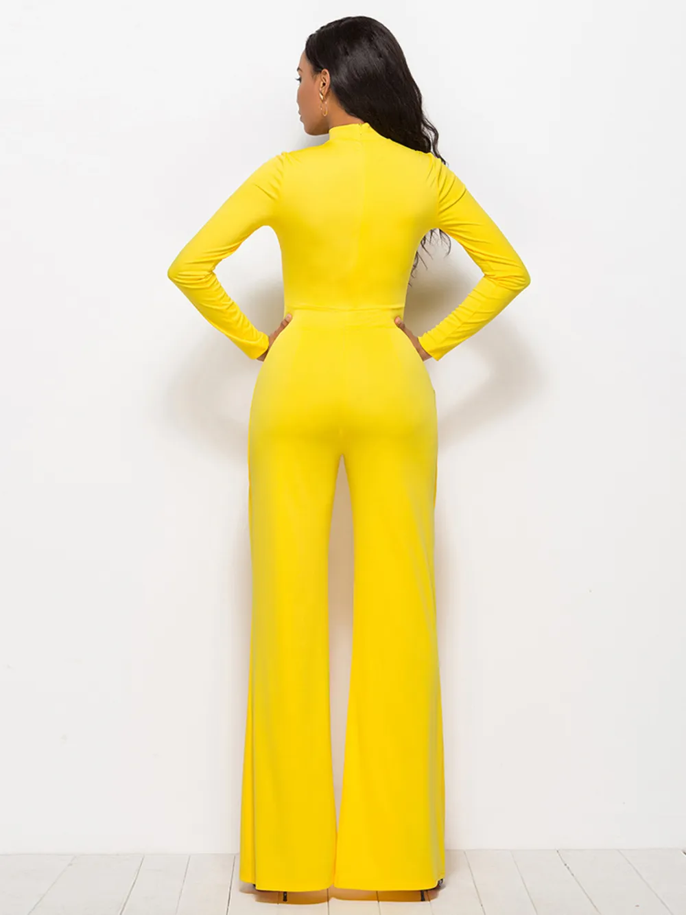 Long Sleeve Mock Neck Wide Leg Jumpsuit, image 10