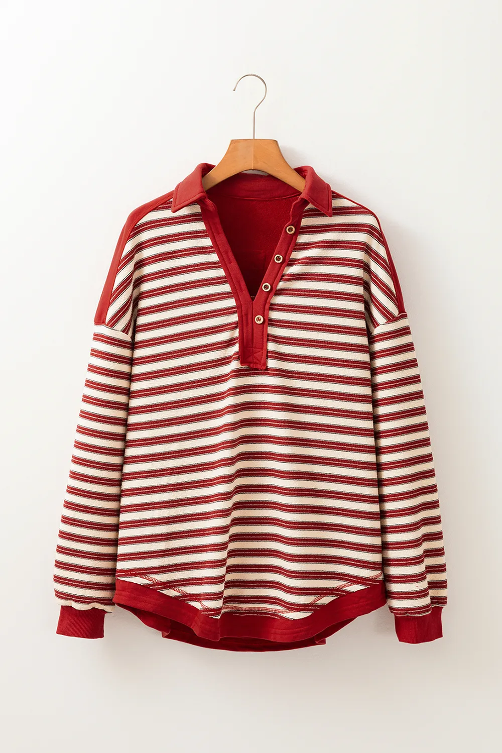 Stripe Johnny Collar Drop Shoulder Sweatshirt, image 3