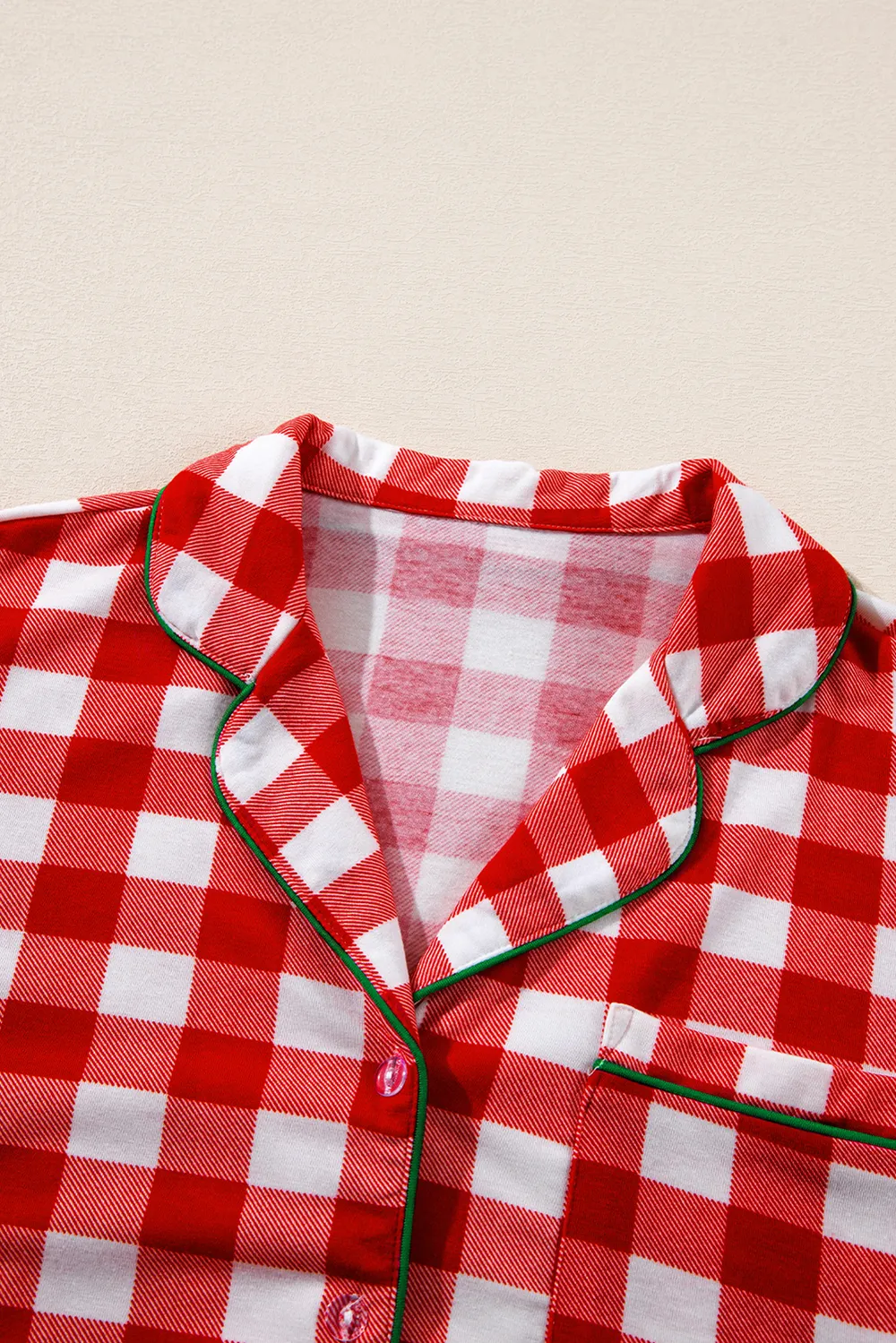 Plaid Collared Neck Long Sleeve Top and Pants Set, image 7