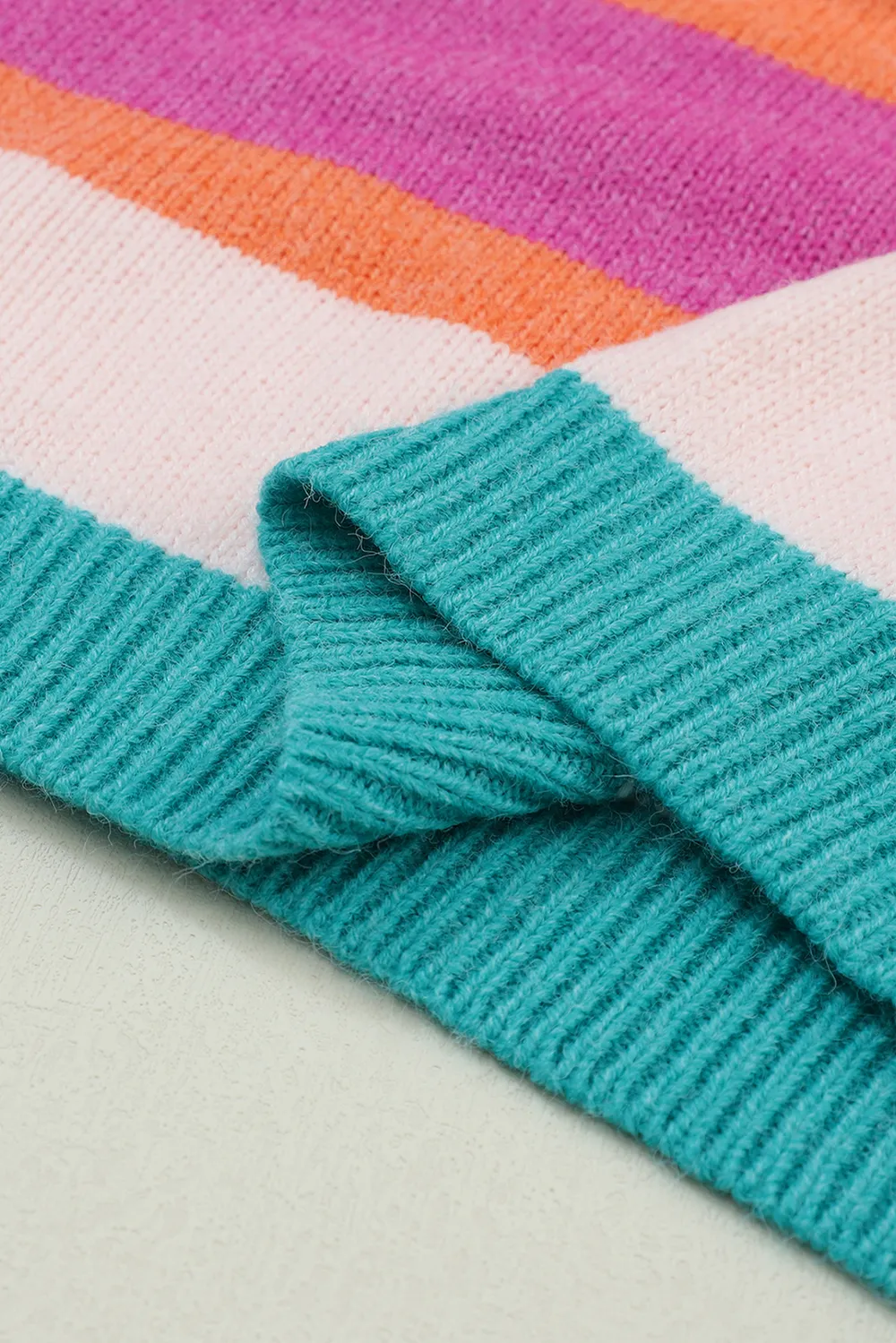 Striped Round Neck Drop Shoulder Sweater, image 3
