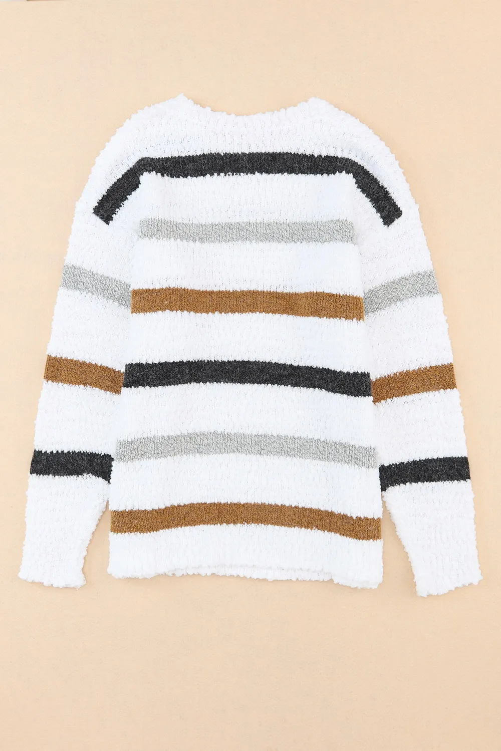 Striped Round Neck Dropped Shoulder Sweater, image 6