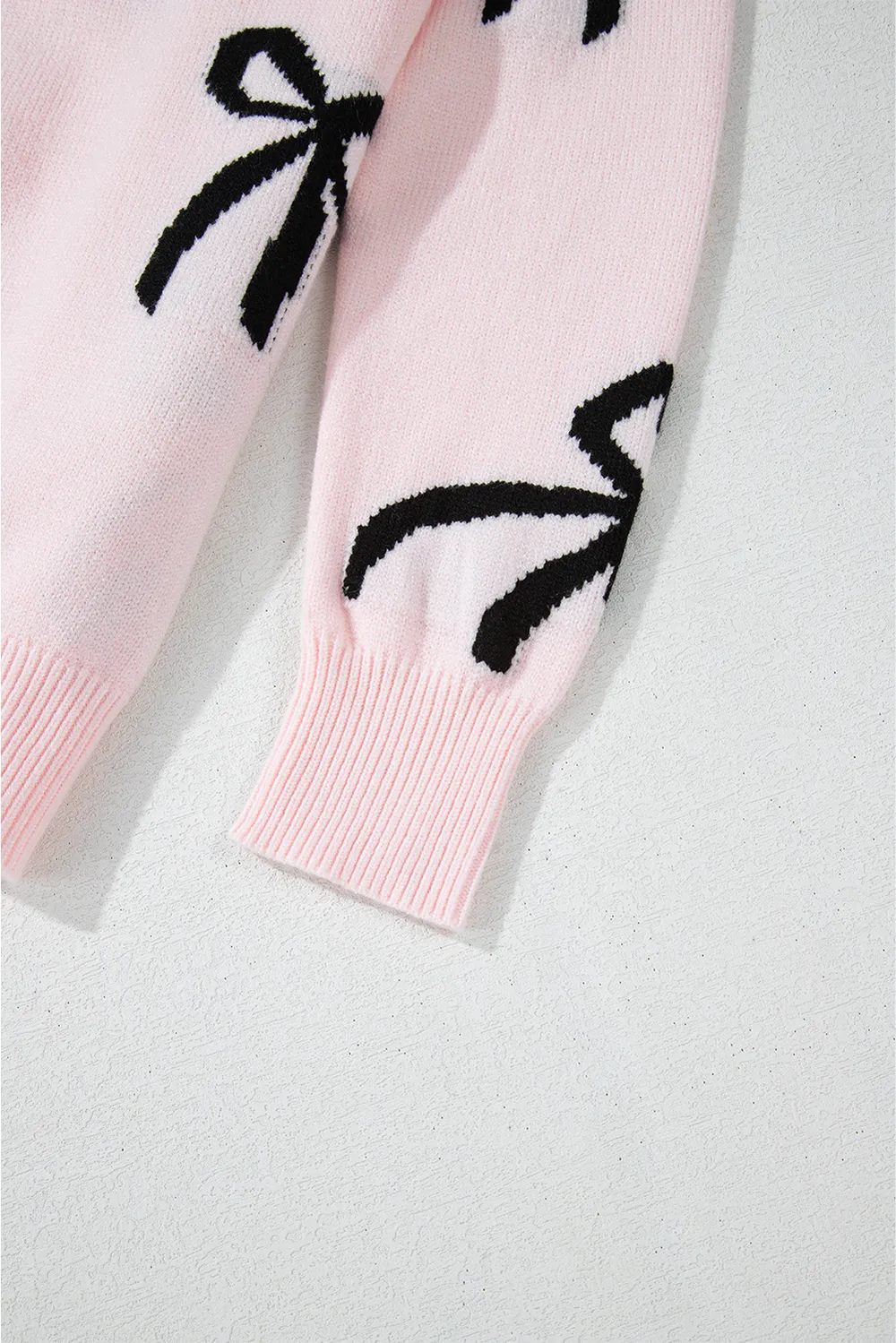Bow Pattern Round Neck Loose Fit Sweater, image 3