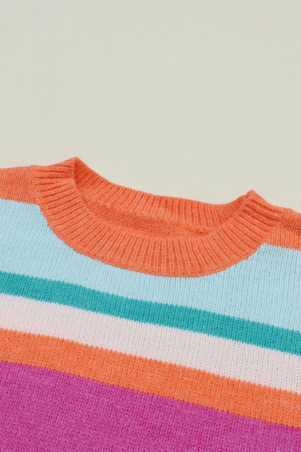 Striped Round Neck Drop Shoulder Sweater, image 4