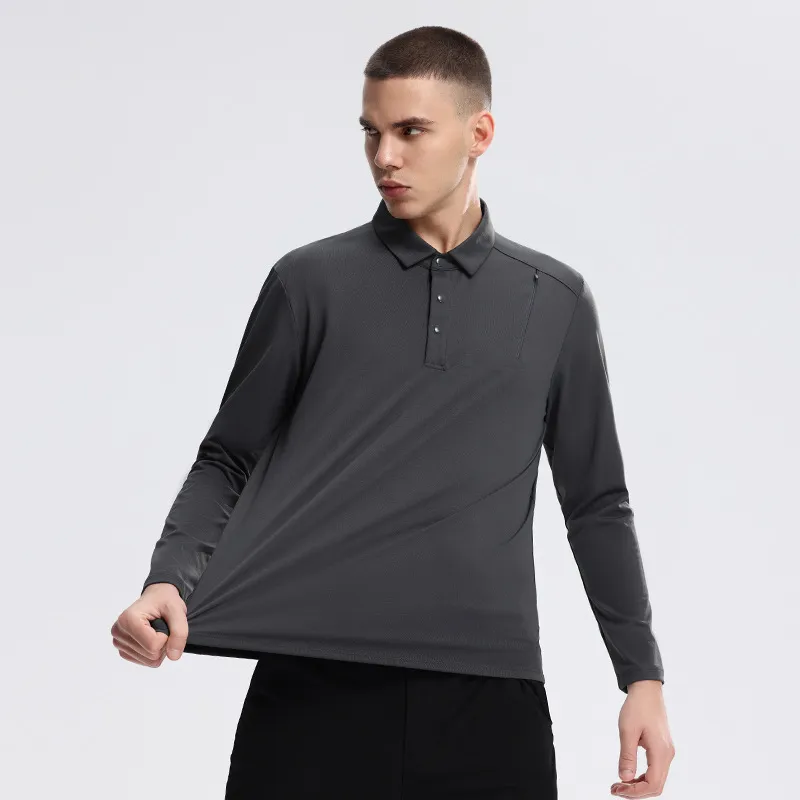 Men's Plus Size Classic Long Sleeve Polo Shirt, image 3