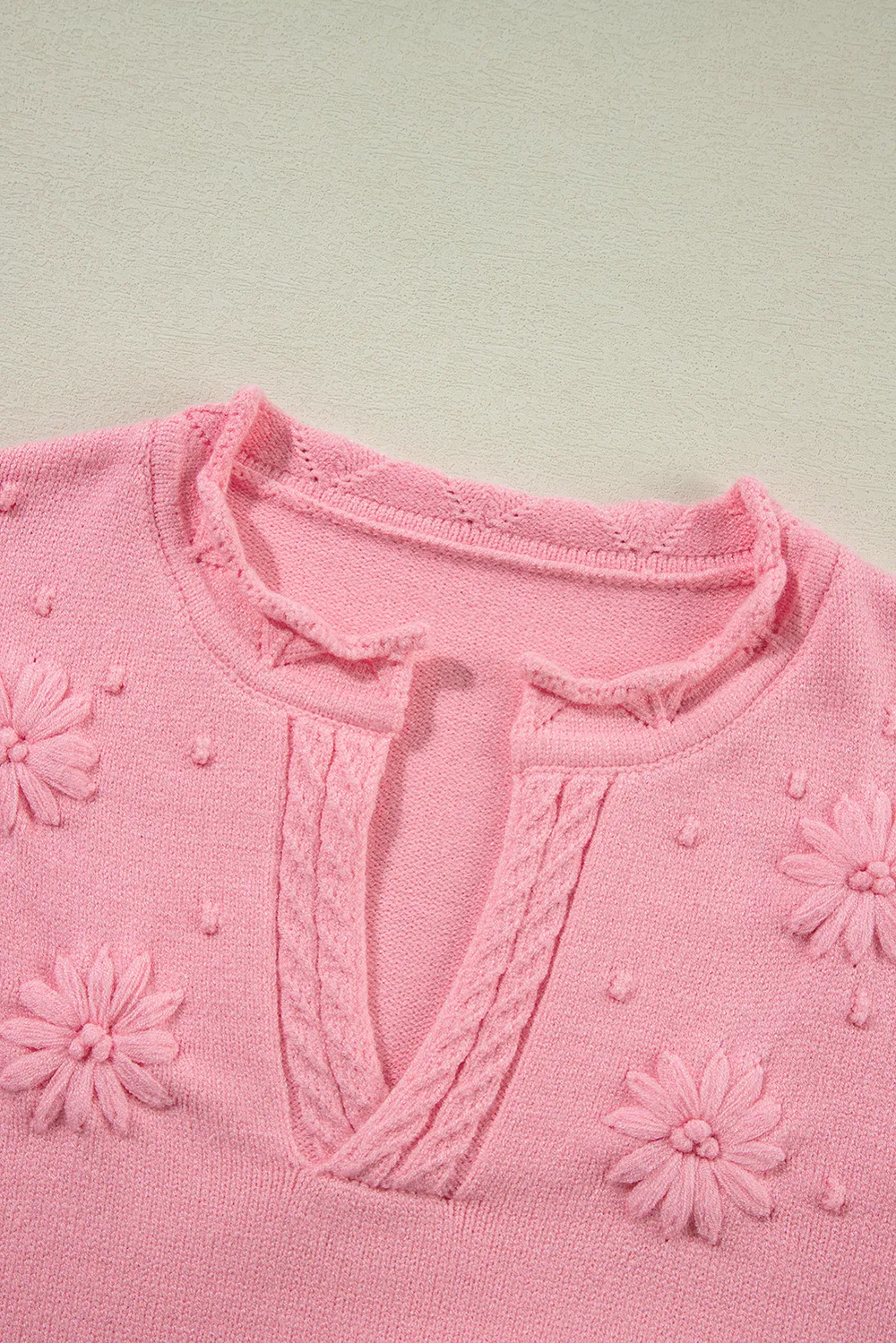 Daisy Notched Long Sleeve Sweater, image 3