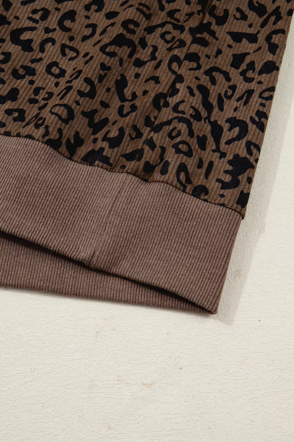 Leopard Print Quarter Zip Corduroy Sweatshirt, image 5
