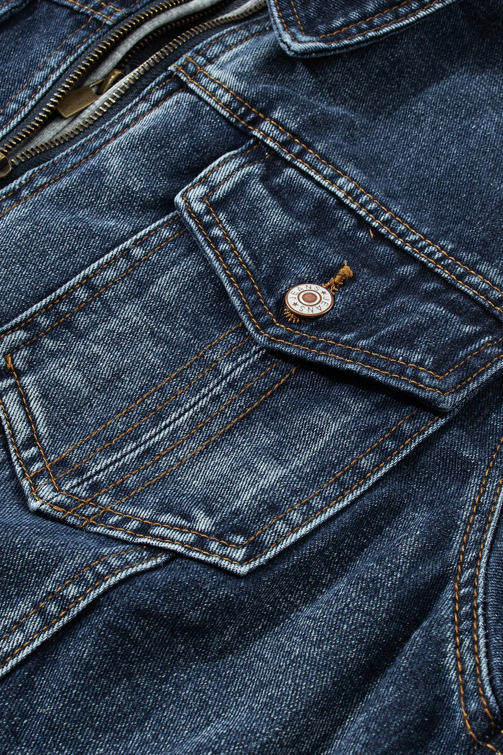 Fake Two-Piece Hooded Zip-Up Denim Jacket, image 6
