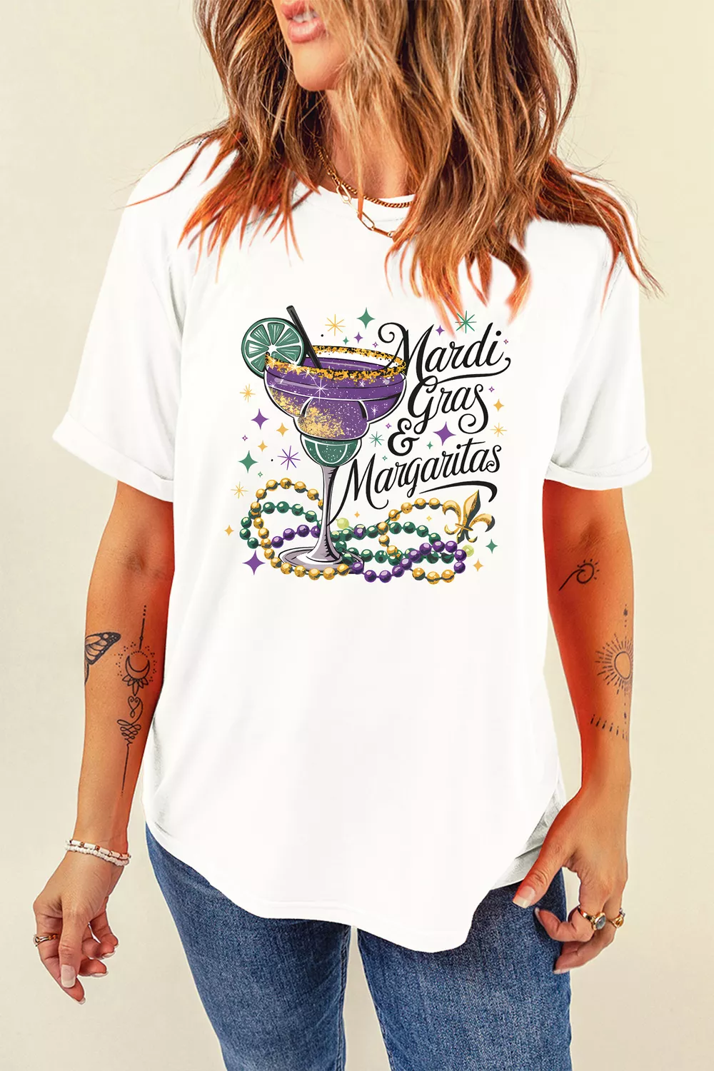 Mardi Gras Margaritas Cheerful Graphic Tee, image 2