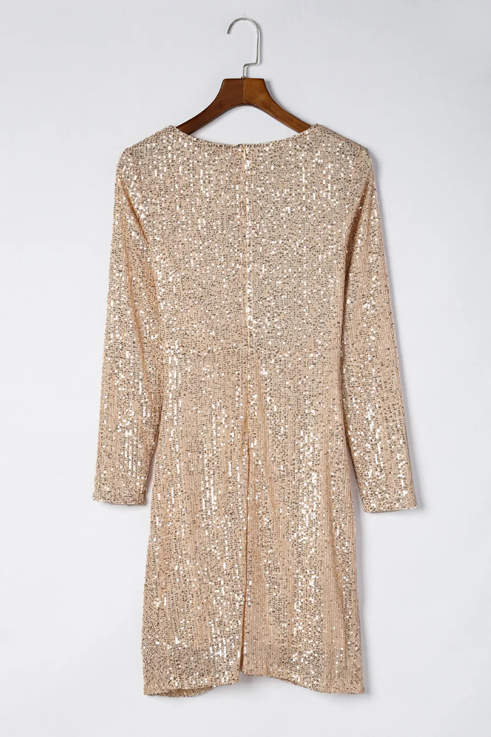 Sequin Knot Round Neck Long Sleeve Mini Dress, image 9
