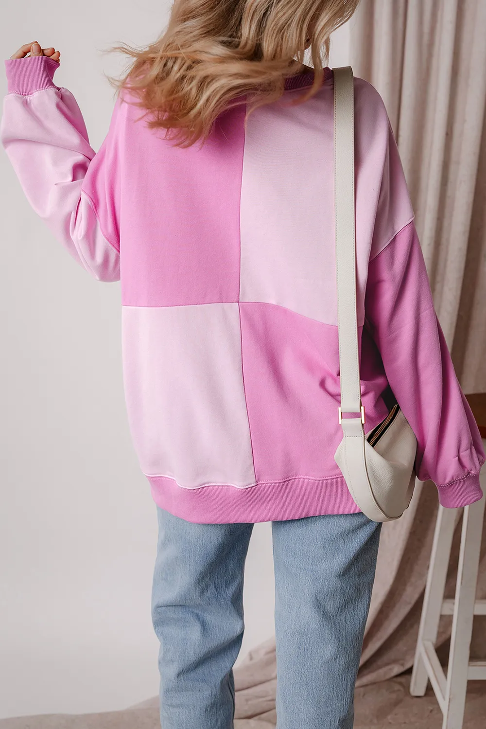 Color Block Half Button Long Sleeve Sweatshirt, image 6