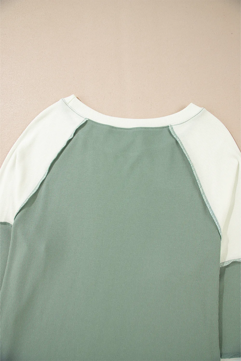 Color Block Round Neck Raglan Sleeve Top, image 6