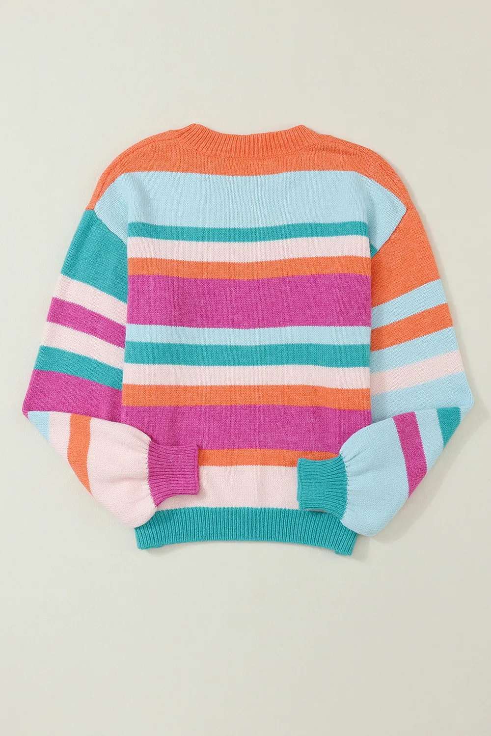 Striped Round Neck Drop Shoulder Sweater, image 5