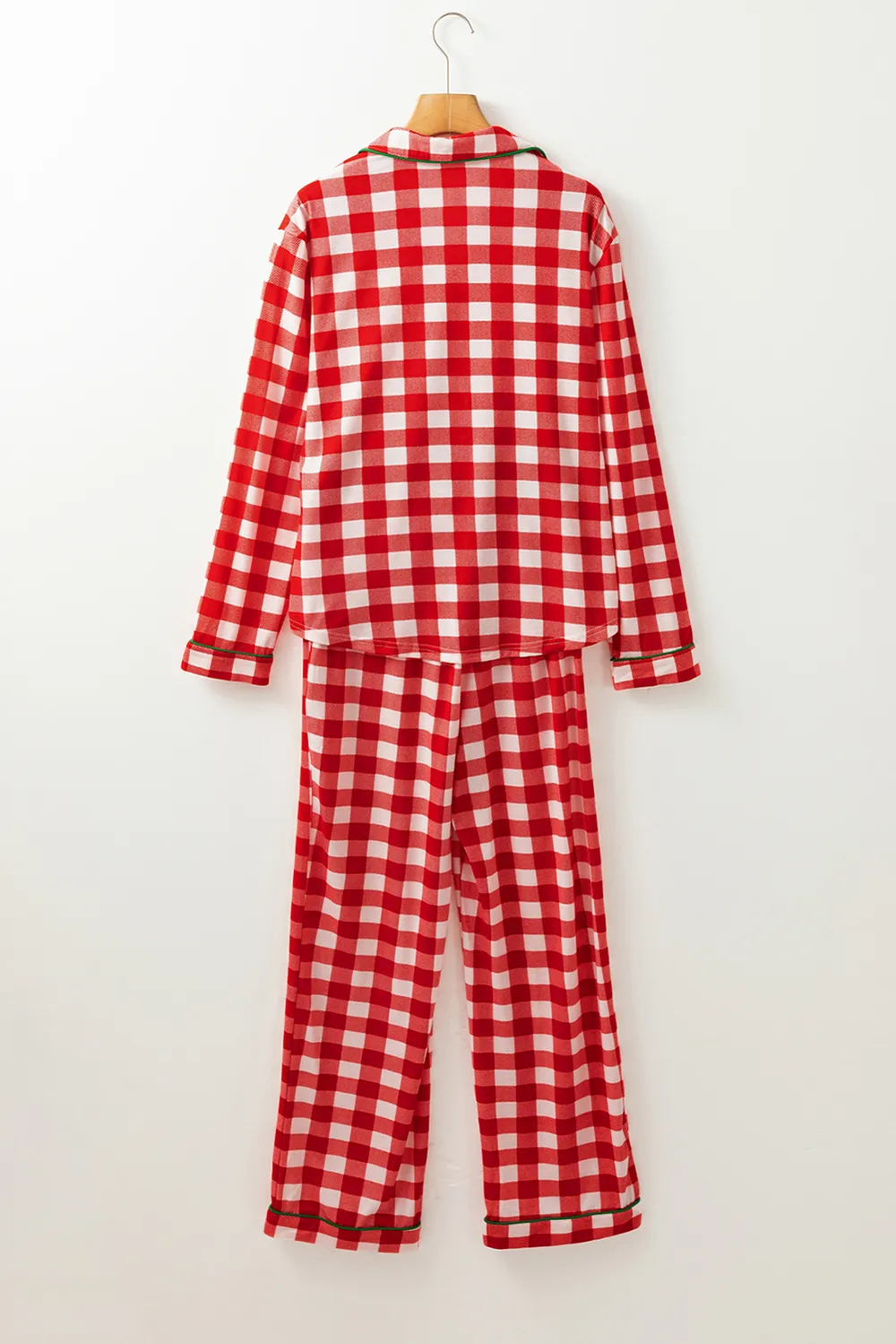 Plaid Collared Neck Long Sleeve Top and Pants Set, image 4