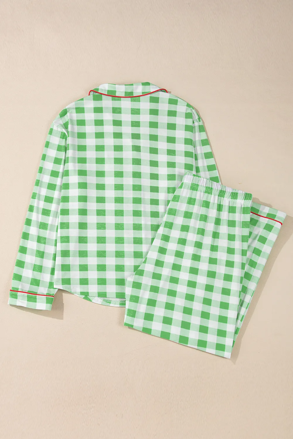 Plaid Collared Neck Long Sleeve Top and Pants Set, image 18