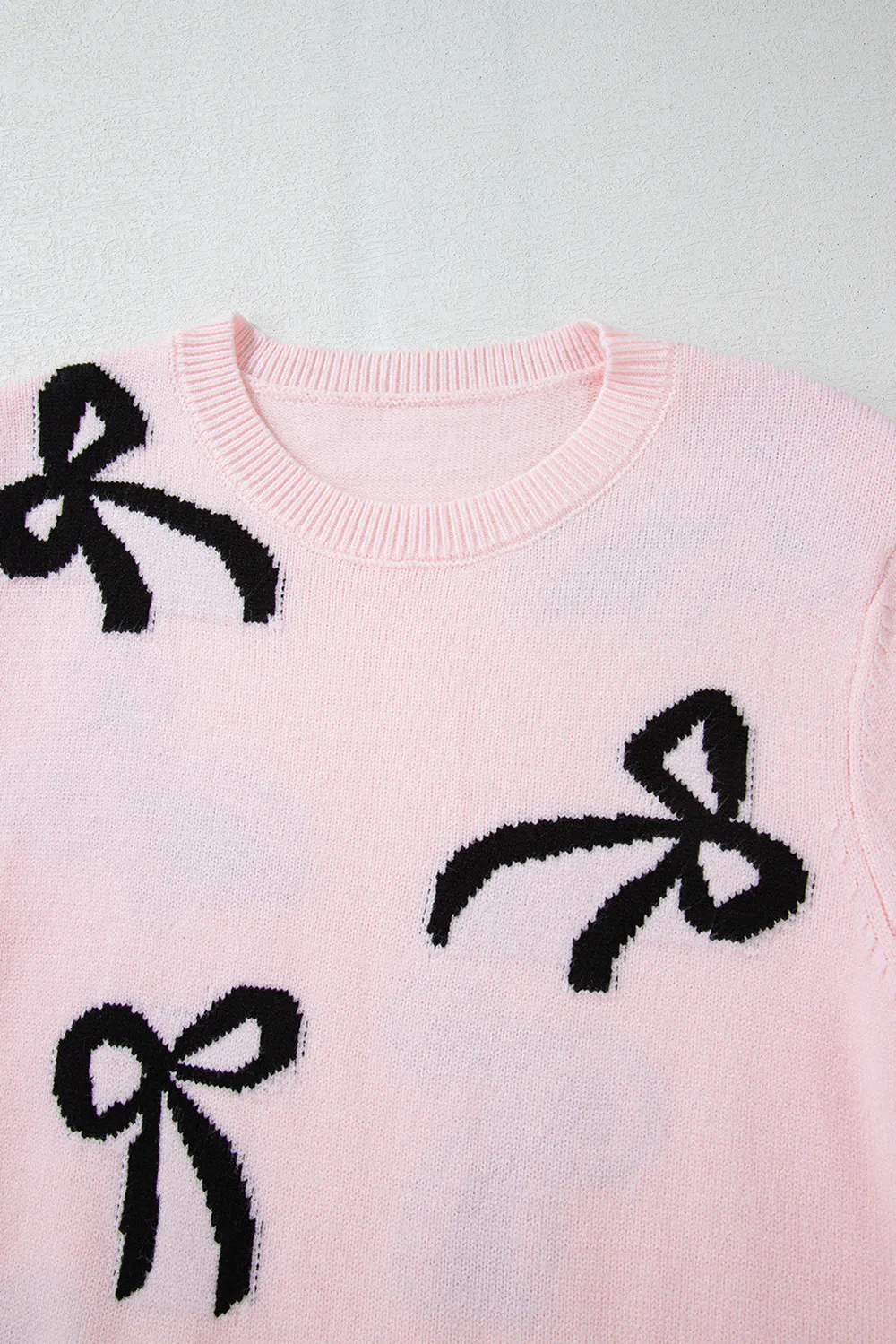 Bow Pattern Round Neck Loose Fit Sweater, image 5