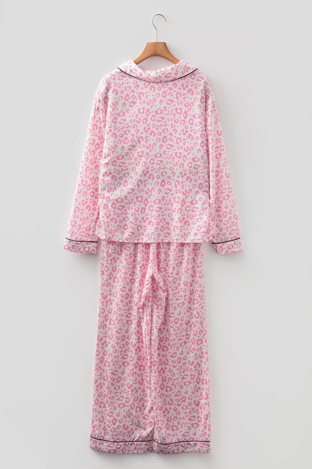 Leopard Print Button Up Top and Pants 2cps Pajama Set, image 6
