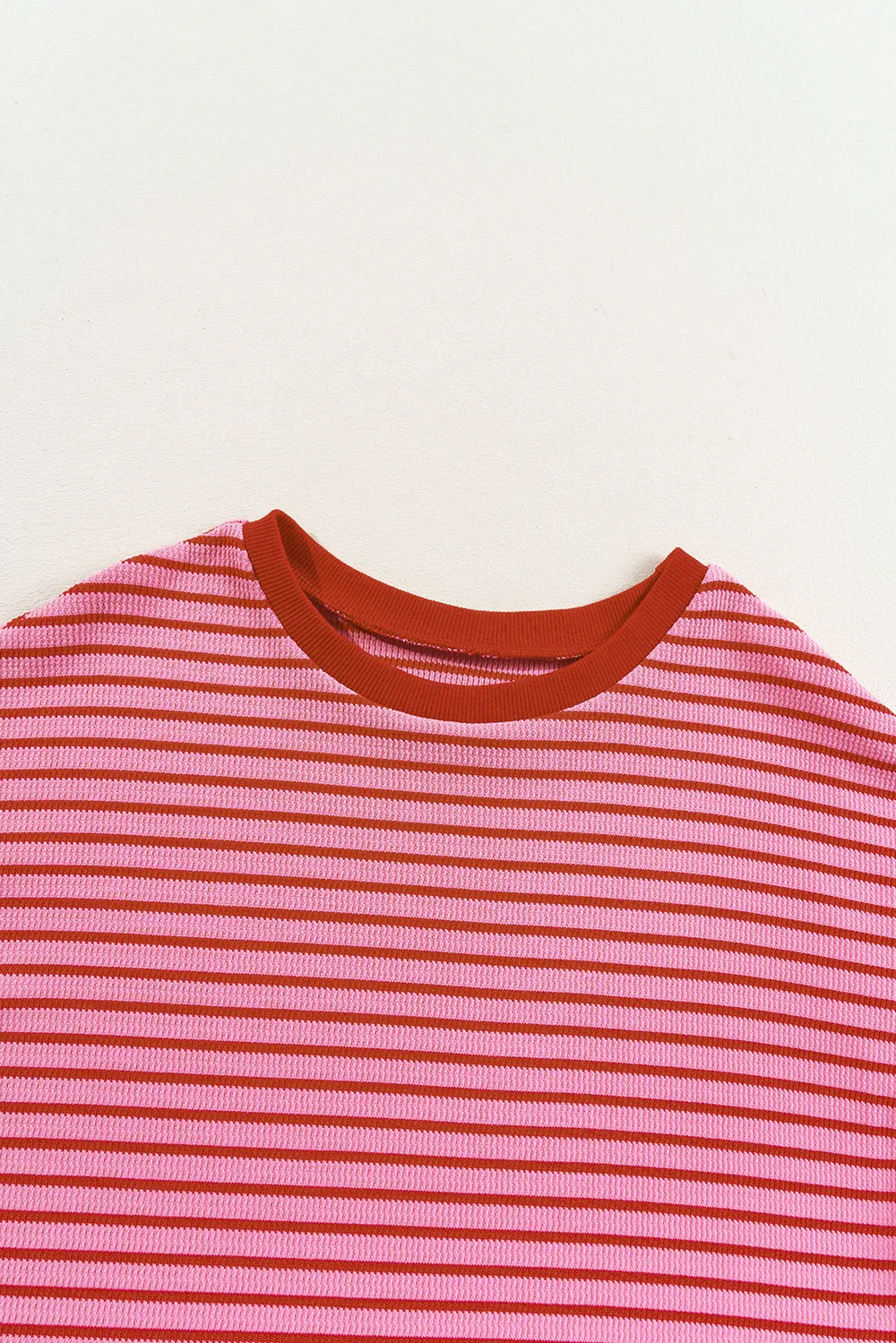 Contrast Striped Round Neck Short Sleeve T-Shirt, image 3