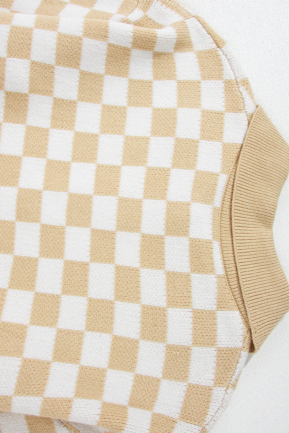 Checkered Collared Neck Long Sleeve Sweater, image 4
