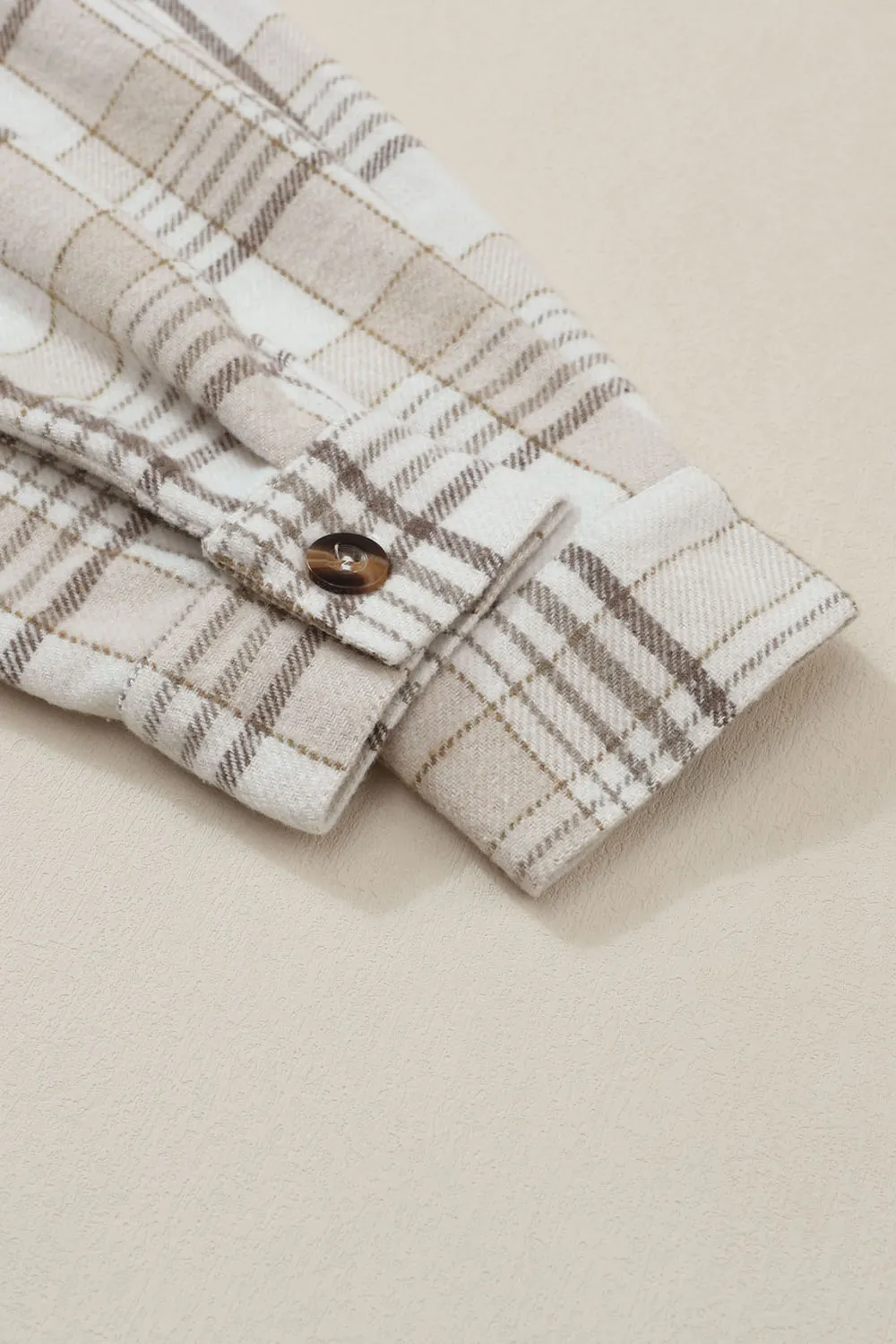 Plaid Removable Hood Button Up Shacket, image 7