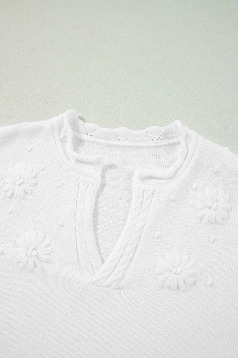 Daisy Notched Long Sleeve Sweater, image 7
