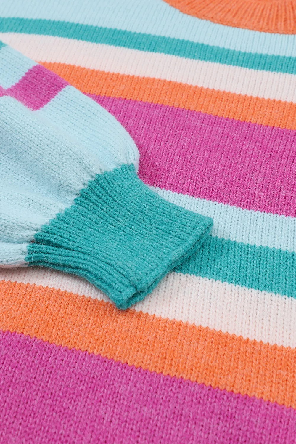 Striped Round Neck Drop Shoulder Sweater, image 6