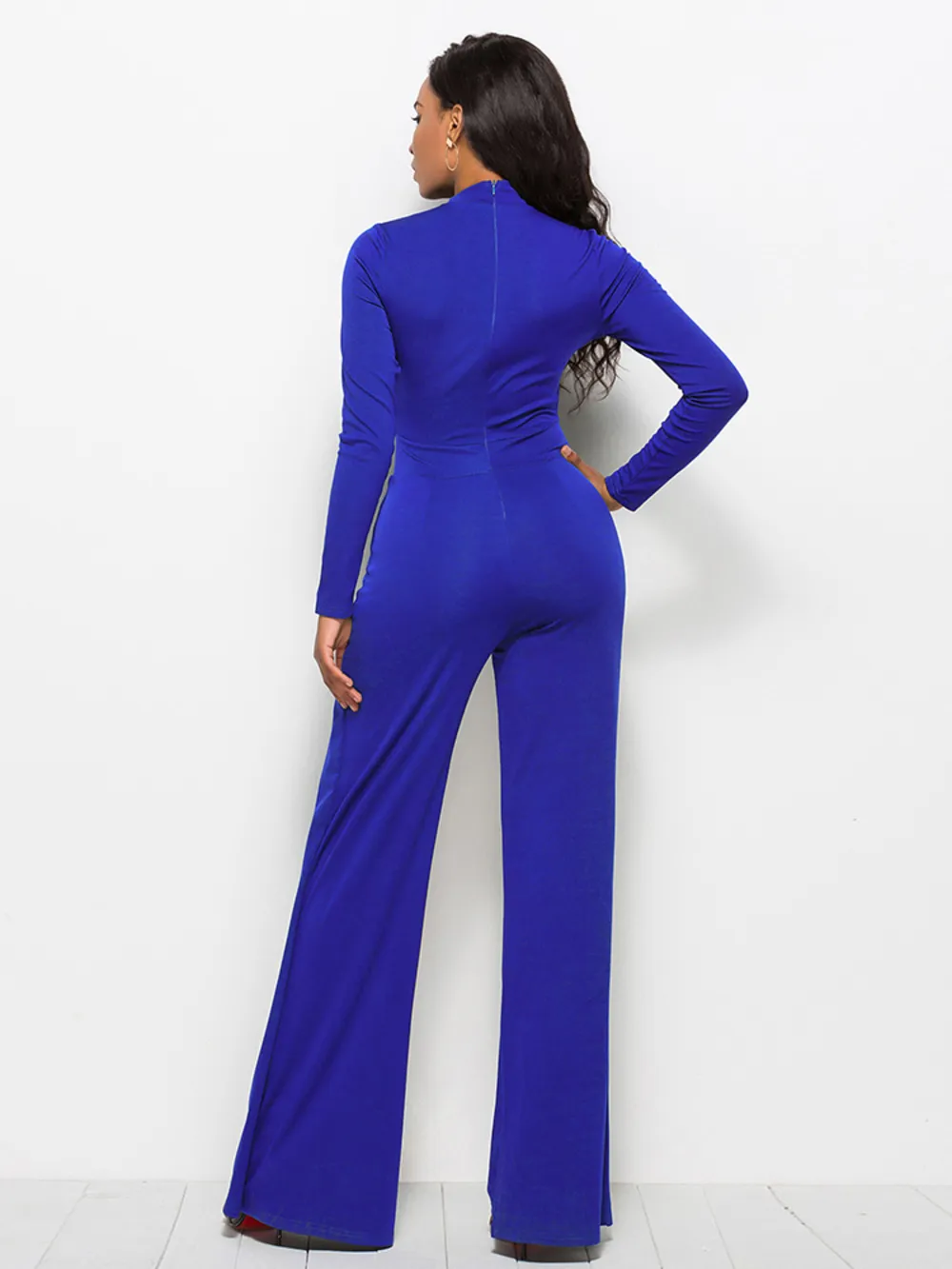 Long Sleeve Mock Neck Wide Leg Jumpsuit, image 15