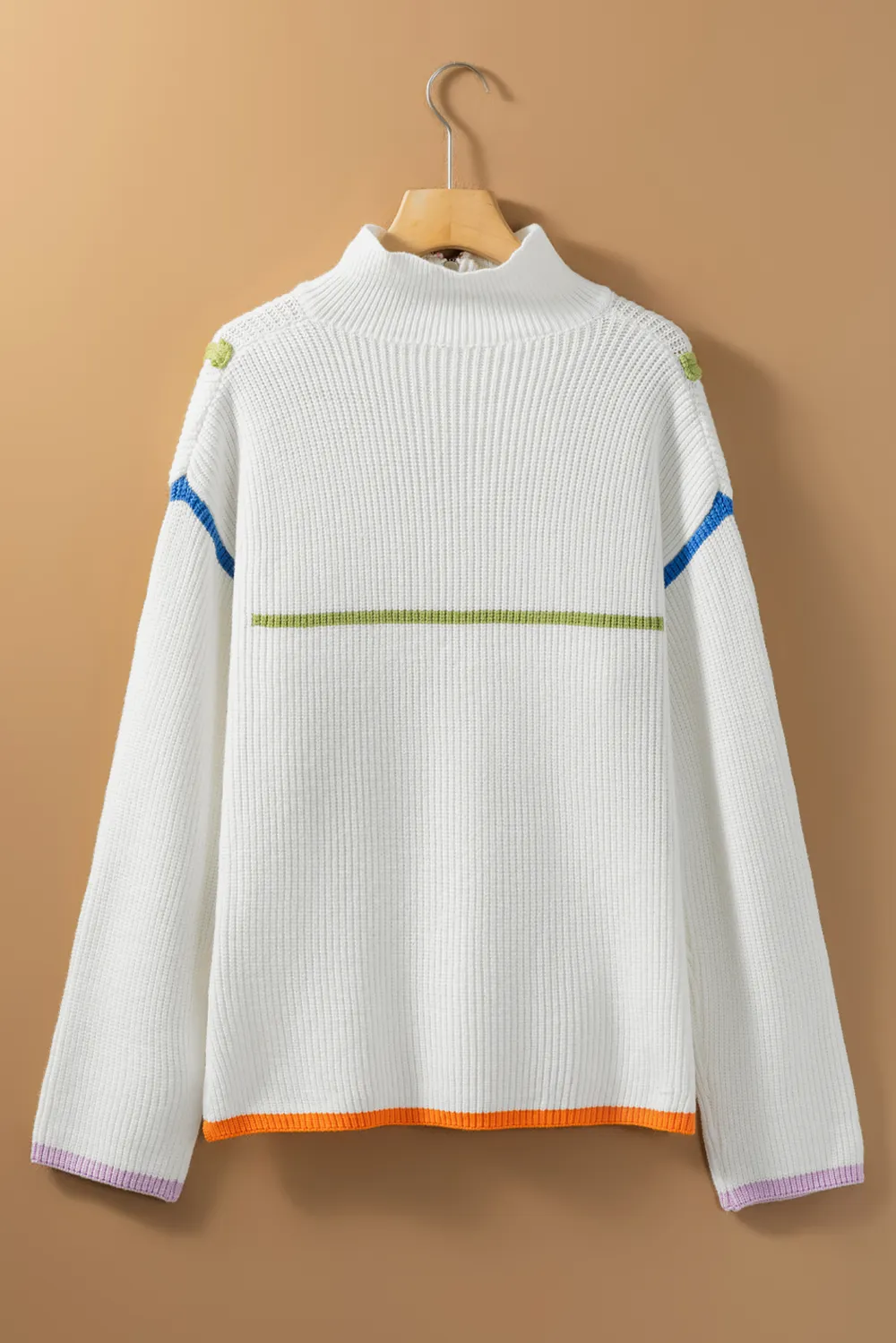 Contrast Half Zip Drop Shoulder Sweater, image 9