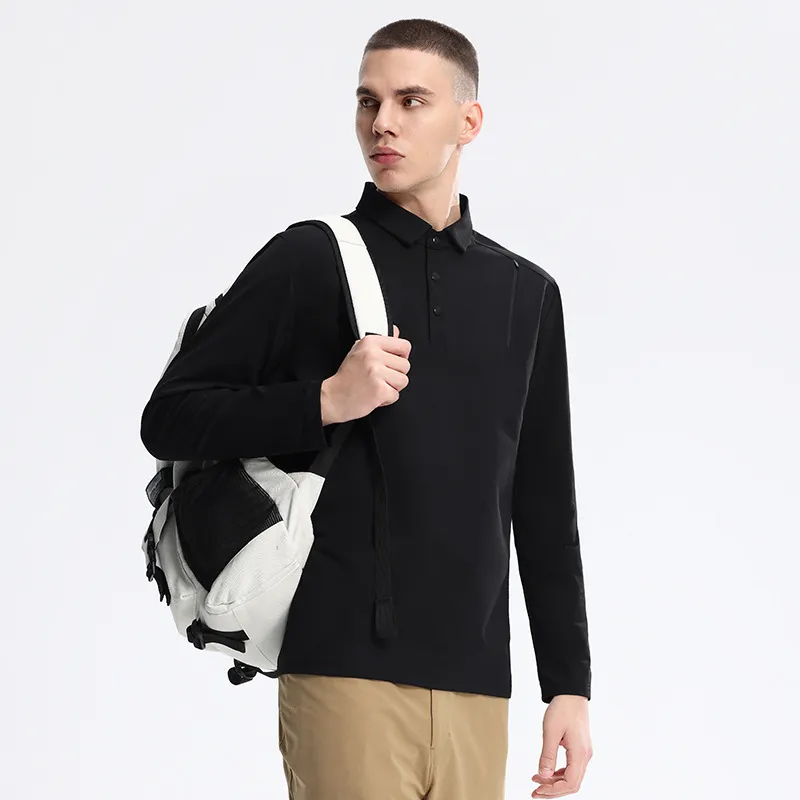 Men's Plus Size Classic Long Sleeve Polo Shirt