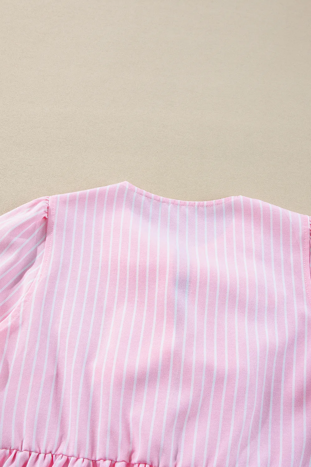 Tied Bow Striped Round Neck Blouse, image 7