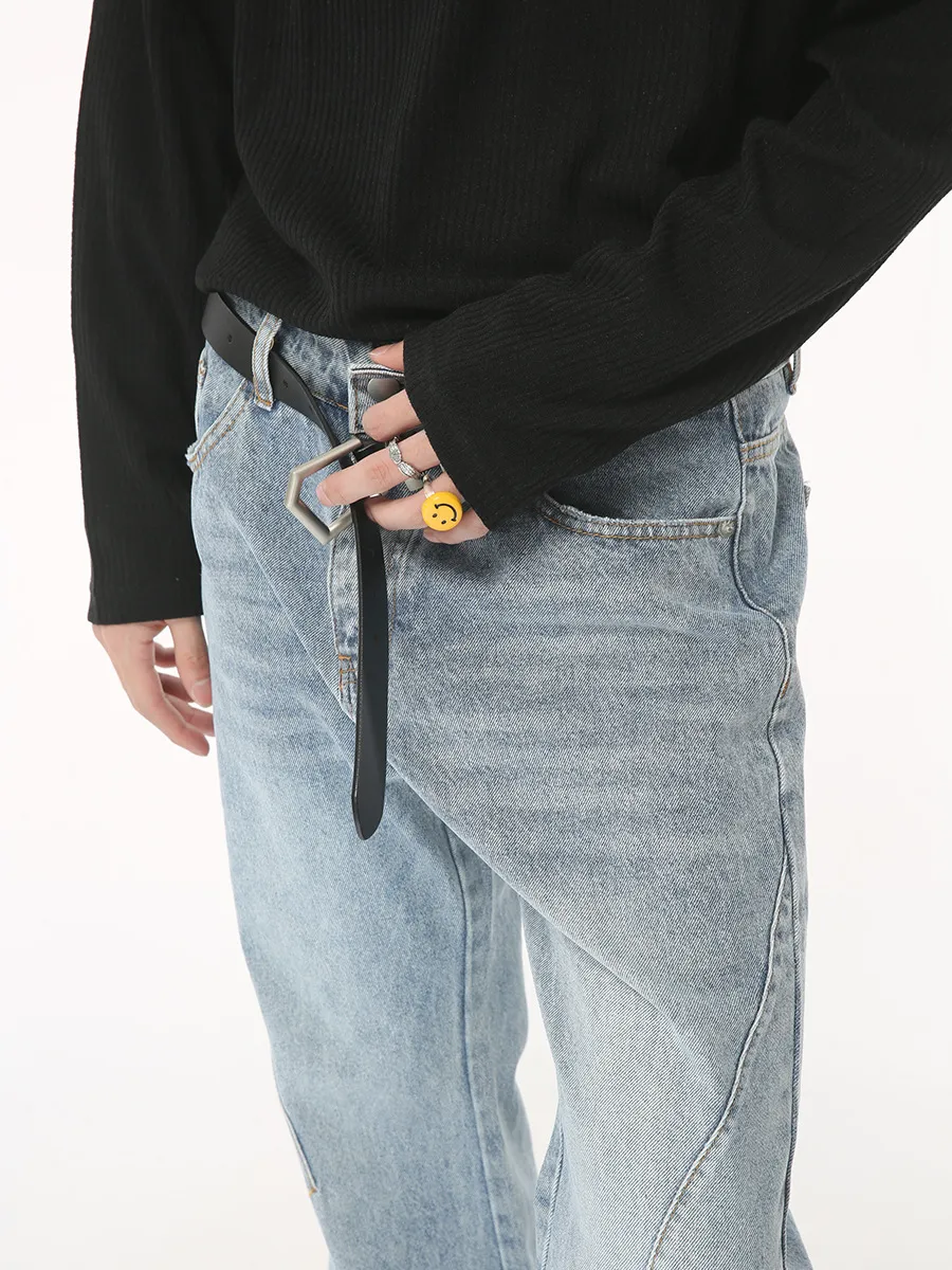 Washed Bootcut Men's Jeans with Pockets, image 6