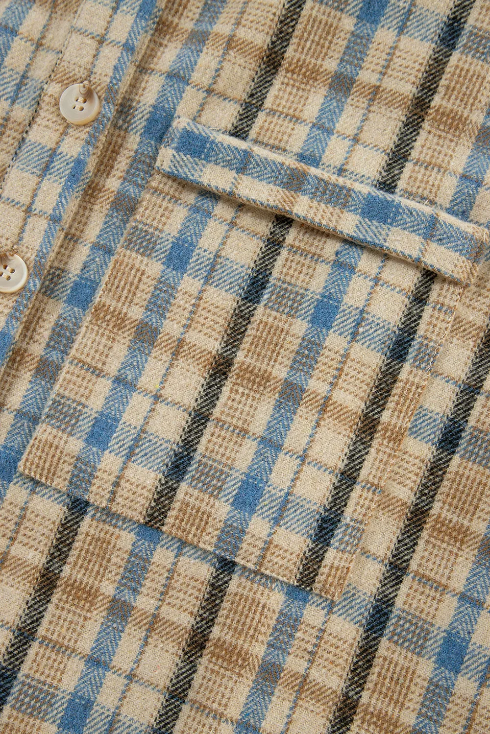 Drawstring Waffle Knit Patchwork Hooded Plaid Shacket, image 12