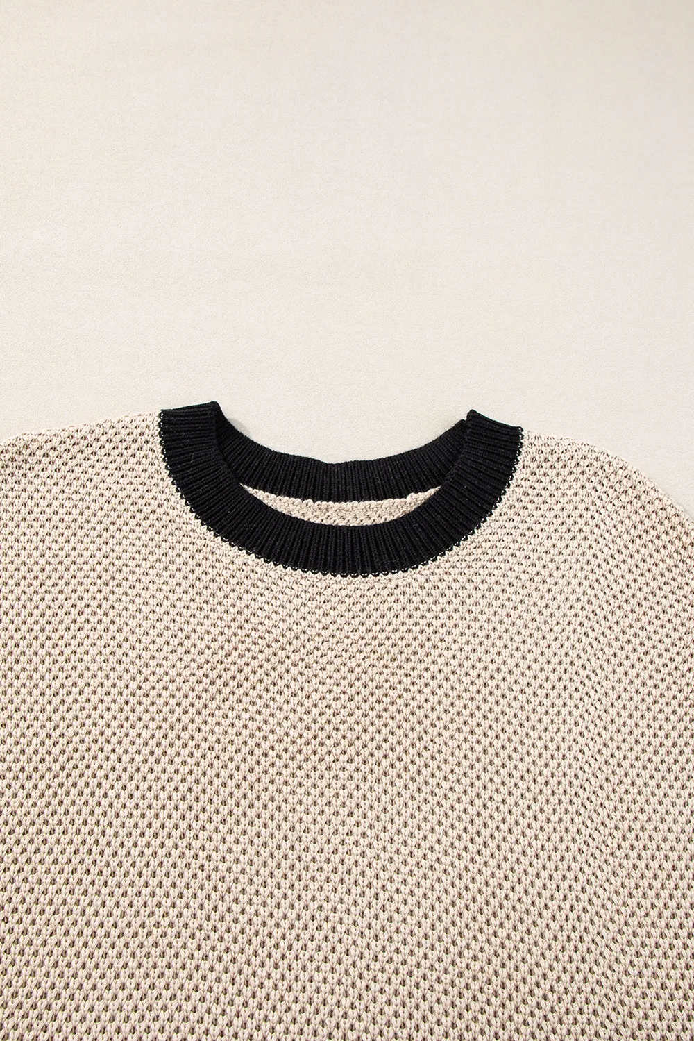 Contrast Trim Round Neck Cap Sleeve Knit Top, image 9